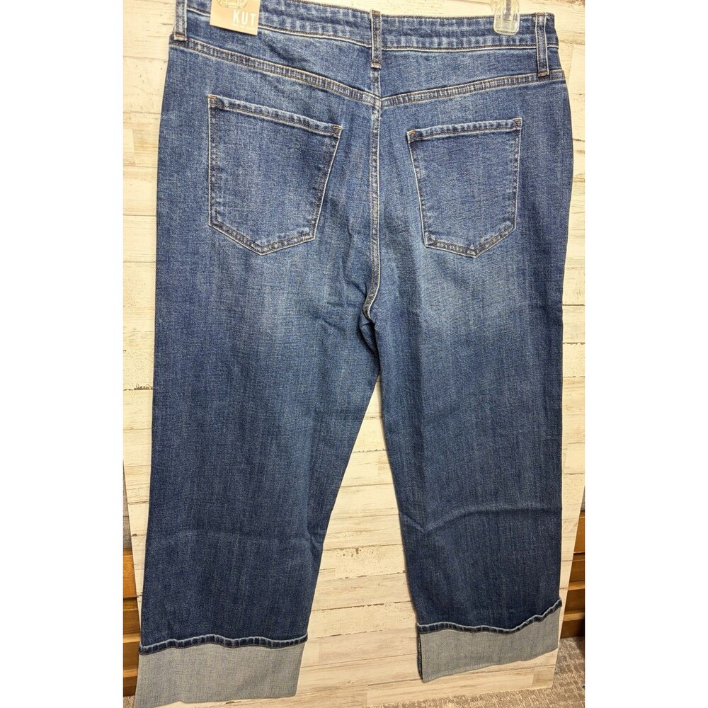 KUT from the Kloth Wide-Leg Jeans Sz 10 Mid Rise Cuffed #festival #rodeo - Picture 5 of 7